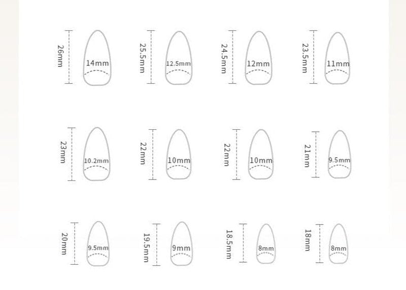 XIUXIULAN Press on Nails, rainbow ripple Pink Almond False Nails, 12 Size Glossy Soft Gel 24 Pcs