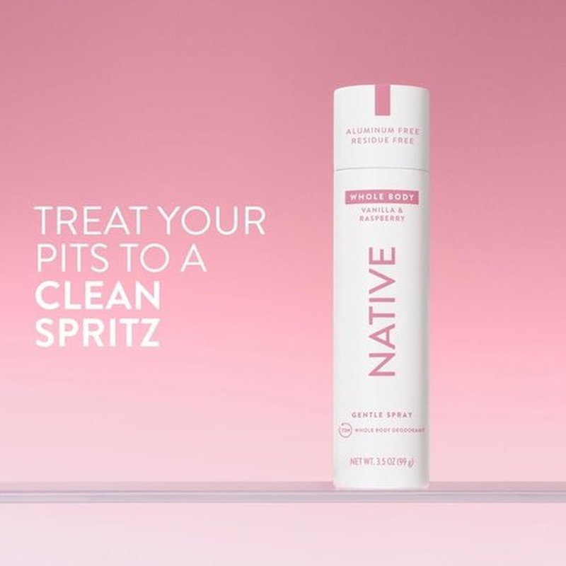 Native Whole Body Deodorant Spray - 72 Hour Aluminum-Free Formula | Vanilla & Raspberry, 3.5oz