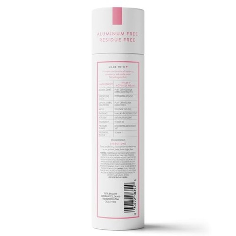 Native Whole Body Deodorant Spray - 72 Hour Aluminum-Free Formula | Vanilla & Raspberry, 3.5oz
