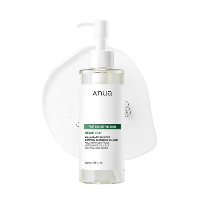 ANUA Heartleaf Pore Cleansing Oil MILD, Sensitive Skin Face Wash, Oil Cleanser for Face, Makeup Blackhead Remover, Korean Skin Care, Non-Comedogenic, Fragrance Free, 6.76 fl oz (Pack of 2)