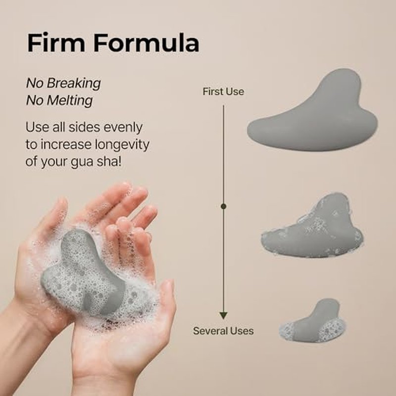 BRMUD Relief Mud Gua Sha Mud Bar Soap - Mud Mask Massager Cleansing Bar for Face and Body - V Line Lifting, Sebum Cleansing, Moisturizing - Shea Butter, Panthenol, Jojoba Seed Oil, 2.99 oz.