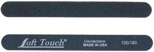 Soft Touch Nail File, 100/180 Grit Double Sided, Black Cushion, for Natural or Artificial Nails, 7 Inch| 5 Pieces