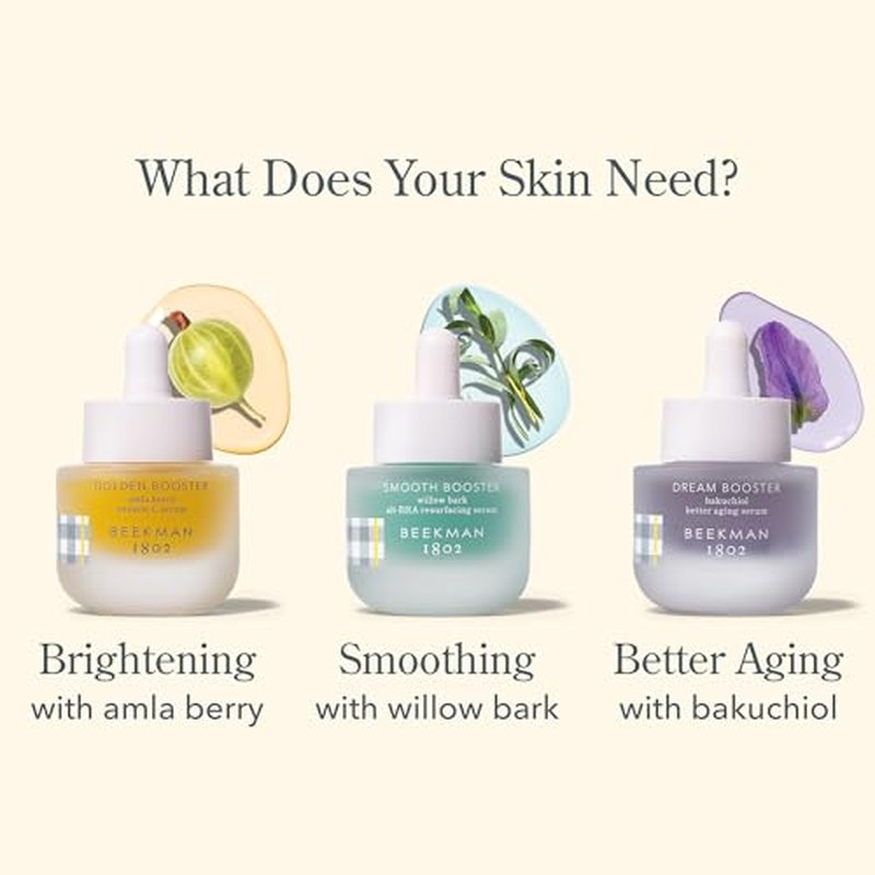 Beekman 1802 Golden Booster Amla Berry Face Serum – Plant-Based Vitamin C Alternative – Brightening & Tone-Evening Serum – Helps Reduce the Look of Dark Spots – Sensitive Skin Safe – 1 fl oz