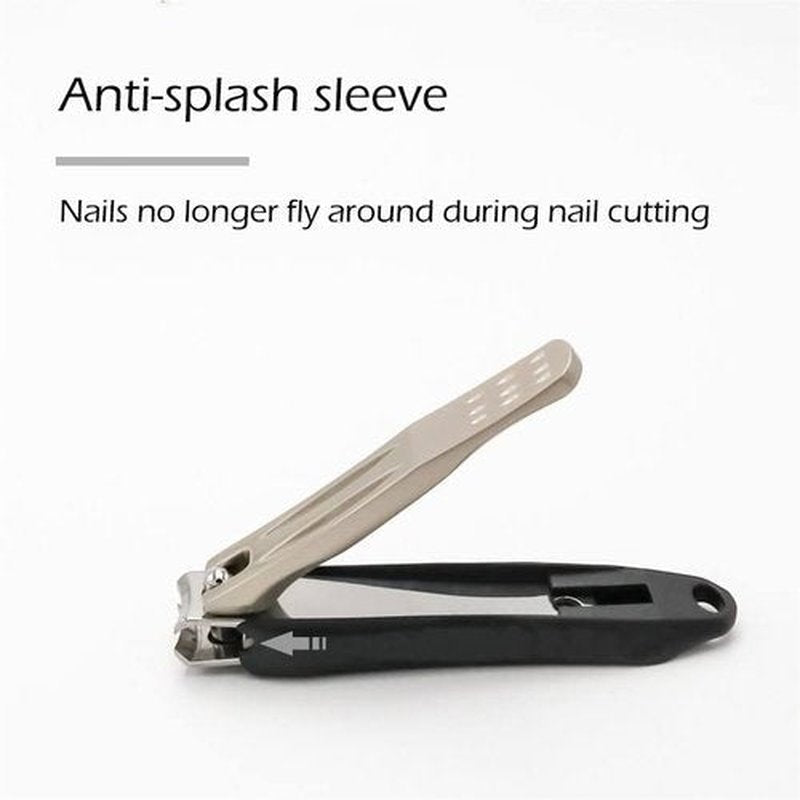 Nail Clippers, Stainless Steel Anti-Splash Nail Clippers, Nail Clippers with Flat Mouth Household File, for Manicure, Pedicure, Women and Men (A-Champagne gold)