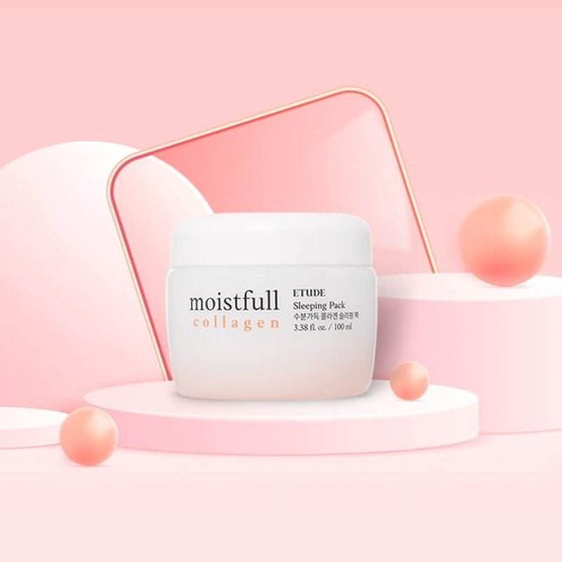 ETUDE Moistfull Collagen Sleeping Pack, Face Moisturizer, Night Cream, Super Collagen Water, Baobab Oil, Gel Texture, Deep Hydration, Korean Skin Care, Beauty (3.38 Fl Oz)