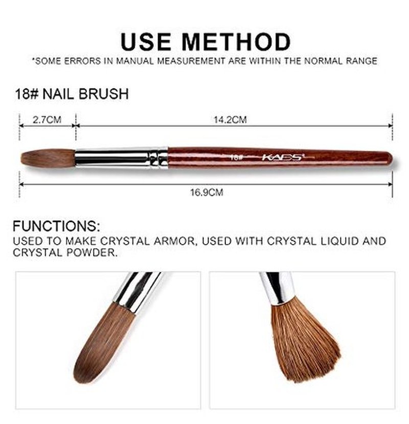 KADS Kolinsky Sable Acrylic Nail Art Brush Red Wood Pen Nail Brush for Nail Art Manicure Tool (18#)