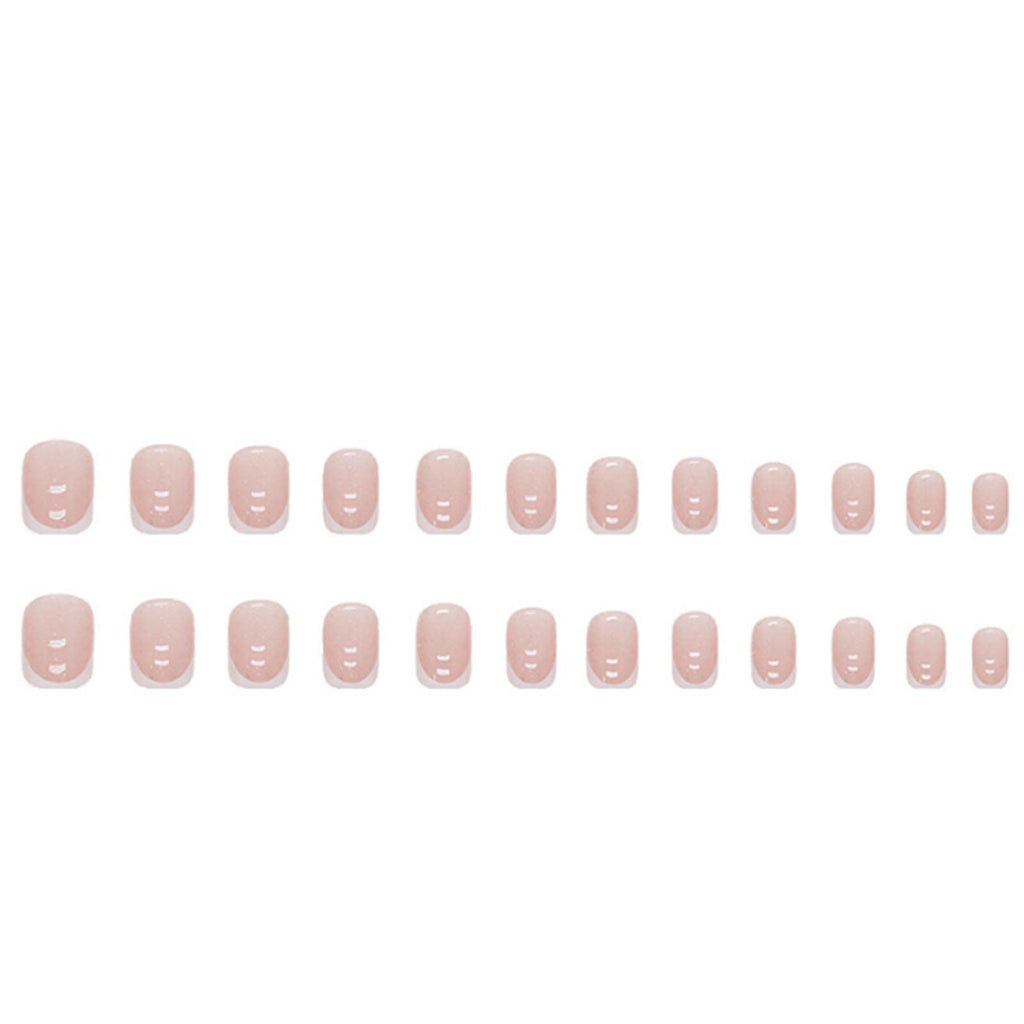 YoYoee Square Press on Nails French White Fake Nails Short False Nails Acrylics Full Cover Cute Stick on Nails for Women and Girls 24PCS