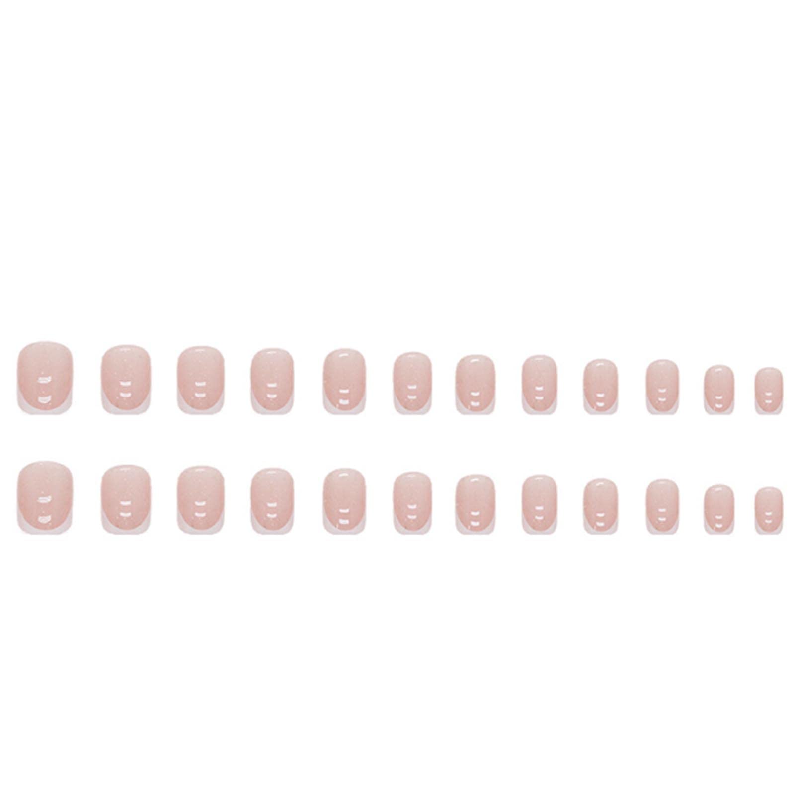 YoYoee Square Press on Nails French White Fake Nails Short False Nails Acrylics Full Cover Cute Stick on Nails for Women and Girls 24PCS