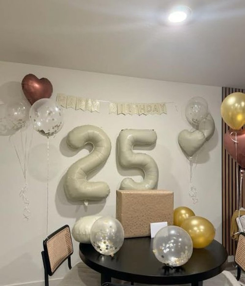 Large Number 5 Birthday Balloon - Cream White Foil Mylar for 5th, 15th, 25th, 35th Celebrations