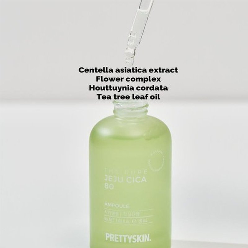 PRETTYSKIN Jeju Centella Asiatica 80% Soothing Ampoule – Calming Serum for Sensitive Skin with Tea Tree & Flower Complex, Hypoallergenic & Dermatologist Tested 1.69 fl. oz.