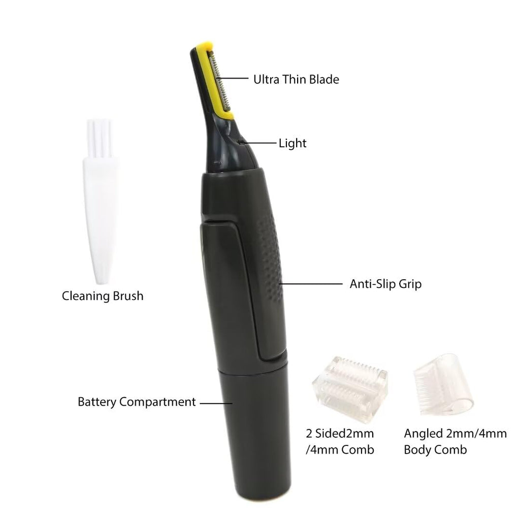 USonline911 Electric Nose Hair Electric Nose Ear Hair Trimmer Rechargeable Ear Face Eyebrow Shaver Automatic Shaving 2 x Brush Heads & 1 x Hair Brush 5.91x0.98in Gray Non-Slip G rip