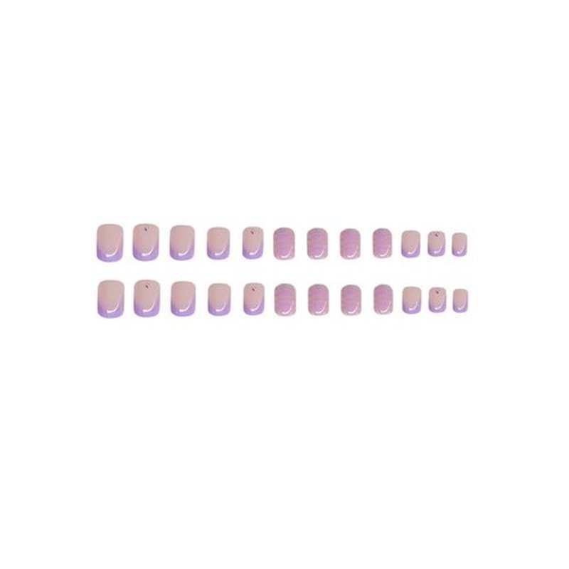 48 Pcs Purple French Press on Nails Medium Square & Press on Toenails Set - Fake Nails Press ons Nail Art Tips Glossy Glue on Nails Full Cover with Fish Pattern Rhinestones Design Acrylic Nail Kit