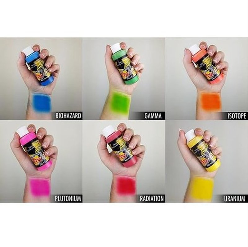 ProAiir Face and Body Painting Makeup - Set of 6 Atomic UV Colors - 2.1 oz (60ml)