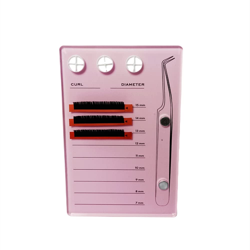 Acrylic Eyelash Extension Eye Lash Pallet Tool, Grafting False Eyelash Organizer Extension Pad Lash Tray Gasket Adhesive Glue Holder (Pink with Scale)