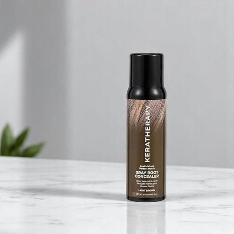 Keratherapy Keratin Infused Gray Root Concealer Spray - Light Brown, 3 oz | Temporary Hair Darkening Solution