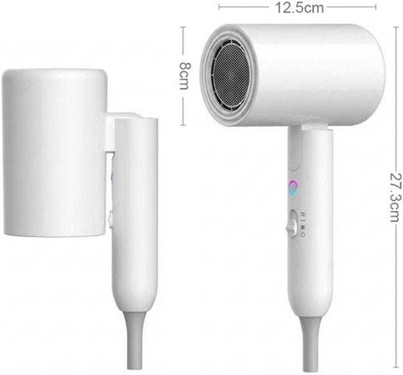 Skiennix Ionic Hair Dryer - 2000W Foldable Travel Blow Dryer | Portable, Low Noise, Compact Design in White