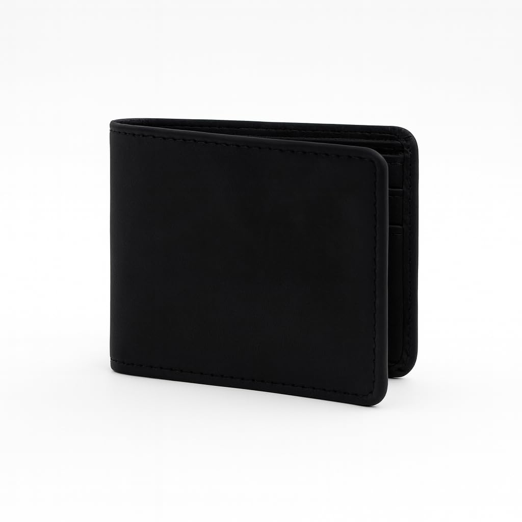 CestAntiQ Full Grain Leather RFID Blocking Bifold Wallet for Men with Guitar Pick Holder, Slim Leather Billfold, Classic Gift Wallet (Pass Case Wallet, Black)
