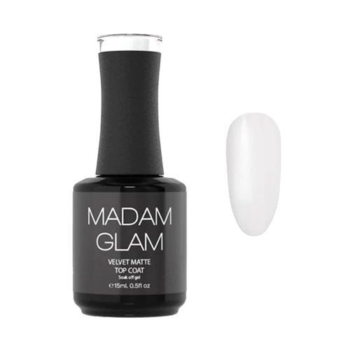 Madam Glam - Velvet Matte Top Coat 15ml 0.5 fl/oz - UV/LED lamp - Infinite Shine, No Sticky Residue - Long-Lasting Matte Effect - Vegan & Cruelty-Free