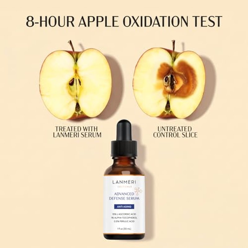 Lanmeri Ceuticals 15% Vitamin C + E + Ferulic Serum: Advanced Antioxidant Defense Formula with 1% Vitamin E & 0.5% Ferulic Acid – High-Stability Vitamin C Serum (1 fl oz)