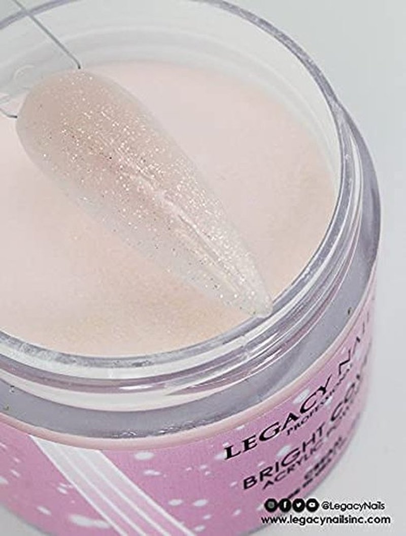 Legacy Nails Professional Bright Cover Full Coverage Color, CREAM 2 oz Acrylic Powder With Shimmer, Shine for Overlay Nail Extensions