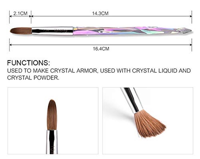 Rolabling Nail Art Brush Acrylic Brush Nail Pen with Symphony Diamond Handle Manicure Design Nail Art Tool (10#)