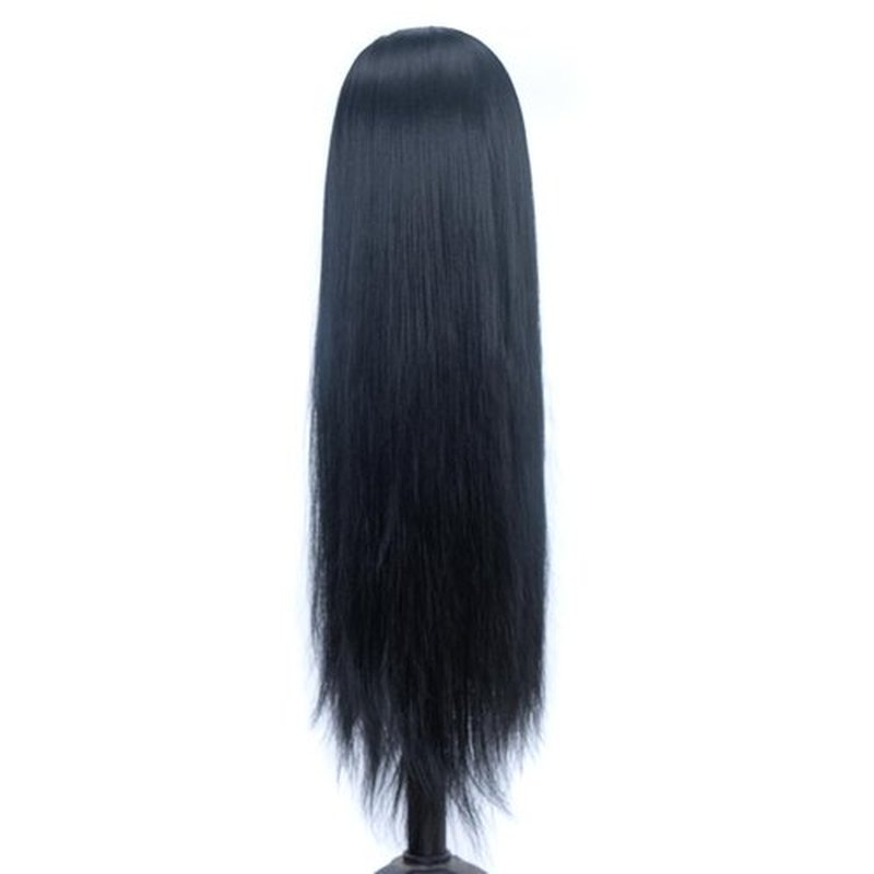 Mannequin Head with Hair 26" mannequin doll head styling manikin head Cosmetology Doll Head Multicolored Synthetic Fiber Hair Table Clamp Stand Included)(black YK)