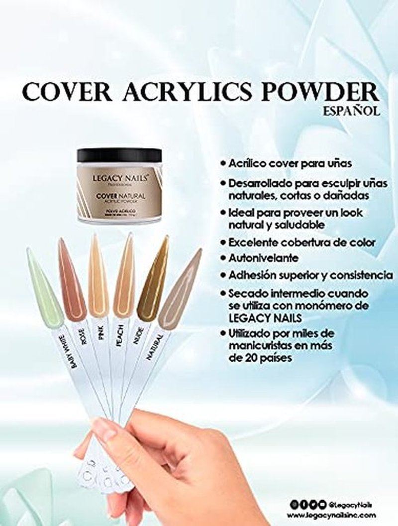 Legacy Nails Professional Cover Acrylic Powder, 4 ounces - Ideal For French Nail Art, Create Nail Art, Nail Extension That Provide a Healthy, Natural Look To Nails (NATURAL)