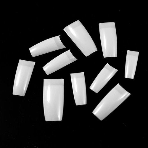 Acrylic Nails French Tips Hisight 500pcs Fake Nails Half Cover False Nails 10 Sizes for Nail Salons and DIY Nail Art (Natural)