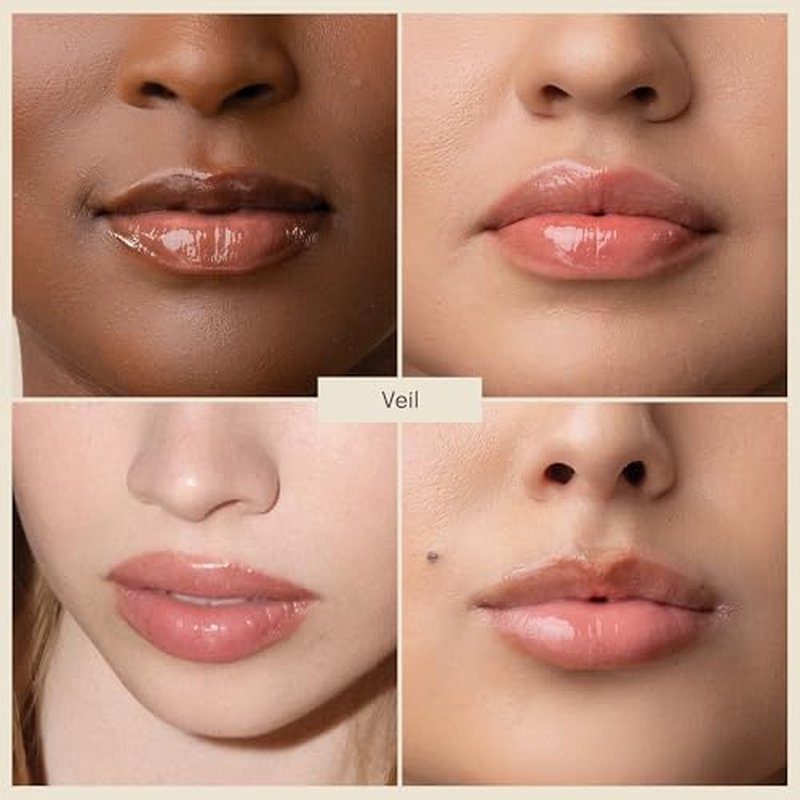 Silly George Lip Gloss Revival - Glossy Hydrating Glaze with Peptides, Shea Butter, & Moisturizing Argan, Macadamia, Babassu Oil for Dry Lips, Clean Beauty Products, Veil, 15ml Tubes