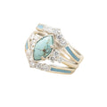 3 PCS Natural Turquoise Diamond Ring Set - Western Jewelry Silver Color Rings for Women - Bohemian Joint Knuckle Finger Rings With Sparkling Natural Gemstone