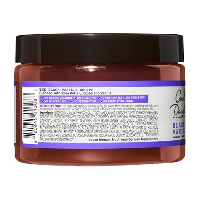 Carol's Daughter Black Vanilla Moisture and Hold Jelly, Hair Gel For Dry Hair with Shea Butter, Jojoba and Vanilla, 12 Fl Oz