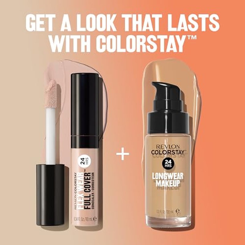 Revlon ColorStay Flex Wear, Full Cover Non-Creasing Concealer, Infused with Hyaluronic Acid & Vitamin E, Flexible Longwear, 015 Light, 0.34 Fl Oz