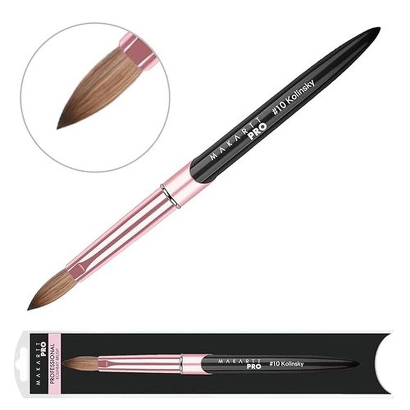 MakarttPro Kolinsky Acrylic Nail Brush Size 10 - 100% Pure Kolinsky Hair for Smooth Application & Control