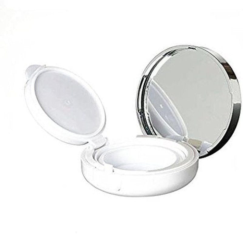 Skiennix Air Cushion Puff Box - Luxurious White Silver Edge with Mirror & Powder Puff | 15g (0.5oz)