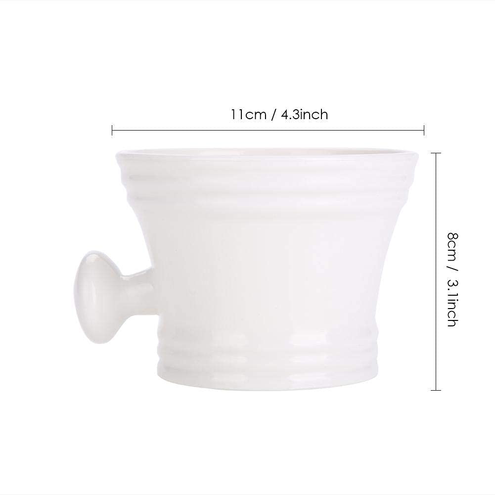 2 Colors Plastic Shaving Soap Bowl Foam Shaving Soap Cream Bowl with little handle Shaving Bowl for Men, Traditional Wet Shaving Factory Shaving Mug (White)