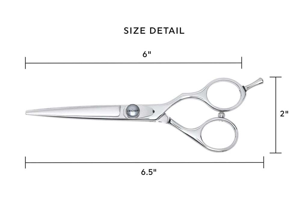 Cricket S2 Elite Series Shears 600 Professional Hair Cutting Scissors - 6-Inch Barber & Stylist Hair Scissors with Convex Edge Blades, Durable Swedish Steel, Leaf Spring Tension, Hand-Polished Finish