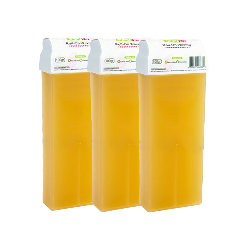 Natural Honey Roll-On Hair Removal Wax Cartridge - 100% Organic, No Residue (Pack of 3)