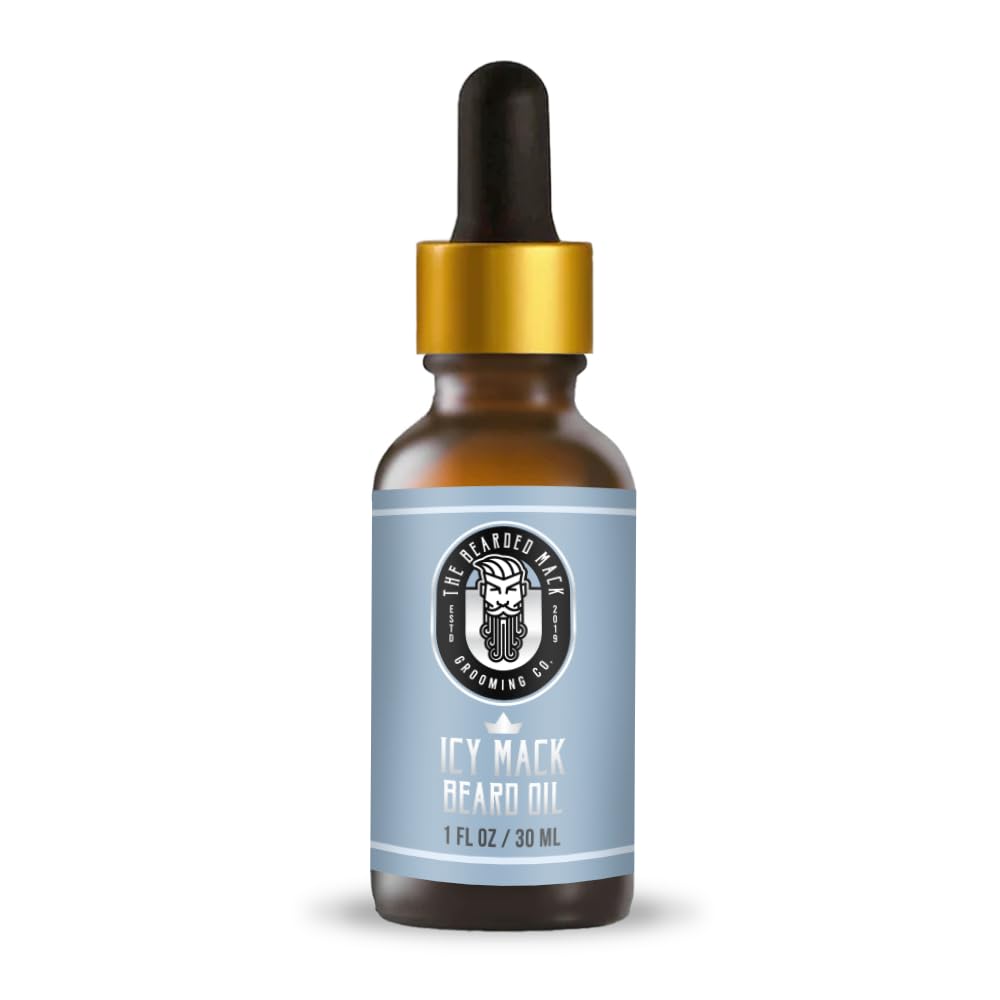 Bearded Mack Premium Beard Oil - The Icy Mack - Peppermint, Eucalyptus & Tea Tree - Softens, Removes Itch & Promotes Healthy Growth - Handcrafted in the USA, 1 oz