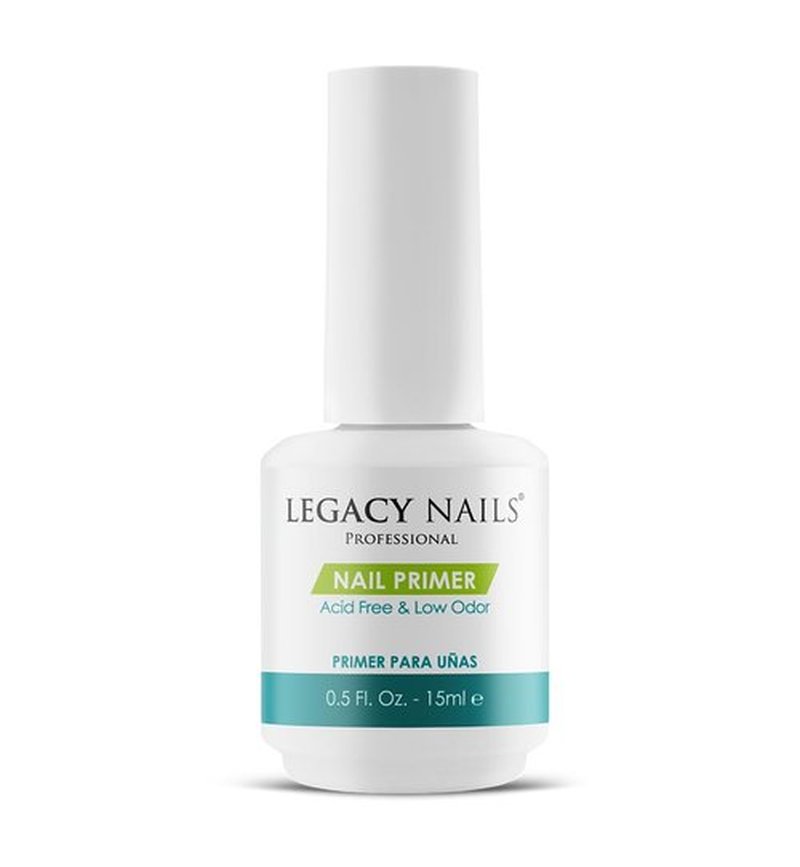 Legacy Nails Nail Primer 0.5oz/ 15ml - Low Odor, Acid-Free & pH leveling polymer. Works as a bridge between natural nails and acrylic and gel systems, gel polish, and nail lacquers.