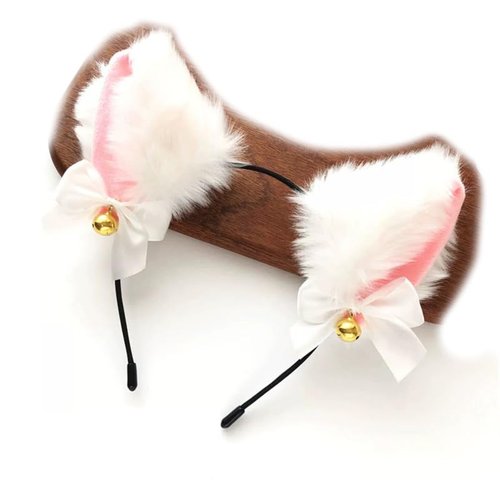 Cat Ears Headband for Women and Girls - Faux Fur Animal Ears with Bells, Furry Cosplay Party Accessory (Cat ears #2)