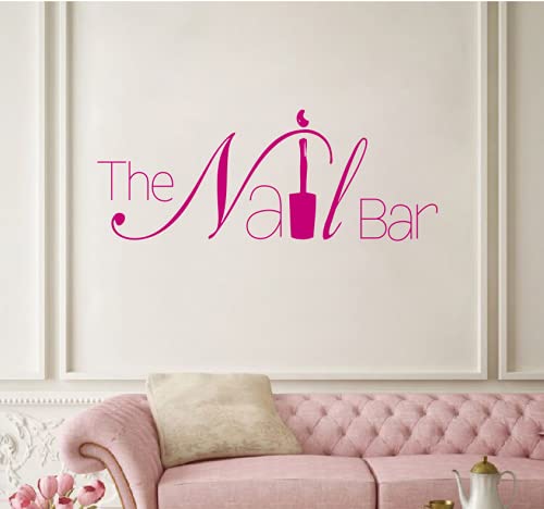 Removable Nail Bar Logo Wall Sticker – Manicure Design Vinyl Decal for Nail Art Salon, Beauty Room Wall Art, Home Nail Salon Decor （57x22cm