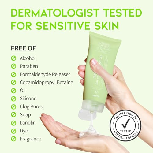 #OOTD Hydrating Facial Cleanser, Gentle Soothing Korean Cleanser Face Wash for Acne-prone Sensitive Skin. Green Plum Low pH Cleansing Gel 200ml 6.76 Fl. Oz.