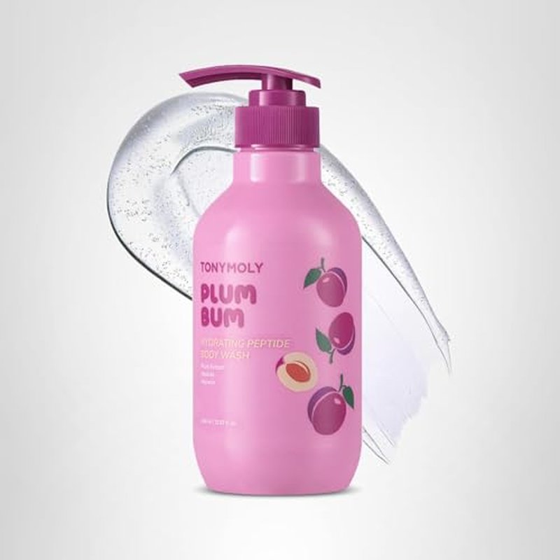 TONYMOLY Plum Bum Peptide Hydrating Body Wash – Moisturizing & Nourishing Cleanser with Plum Extract, Peptides & Glycerin – Gentle Korean Body Wash for Soft, Smooth, Radiant Skin, 13.5 fl oz