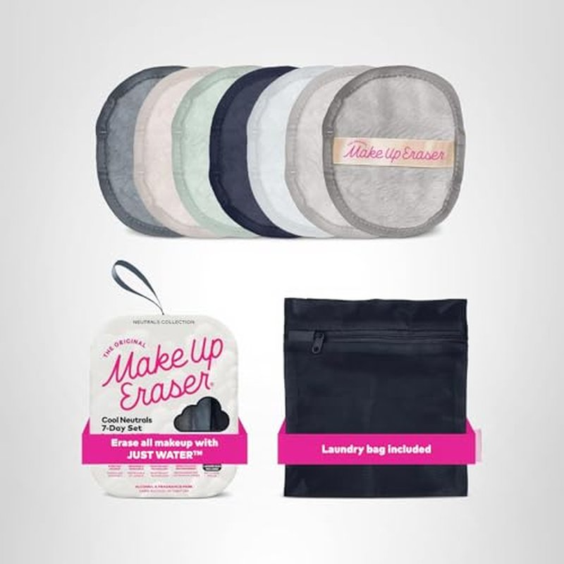 The Original MakeUp Eraser 7-Day Set, Erase All Makeup with Just Water, Including Waterproof Mascara, Eyeliner, Foundation, Lipstick, Sunscreen, and More! Cool Gal Neutrals, 7ct.