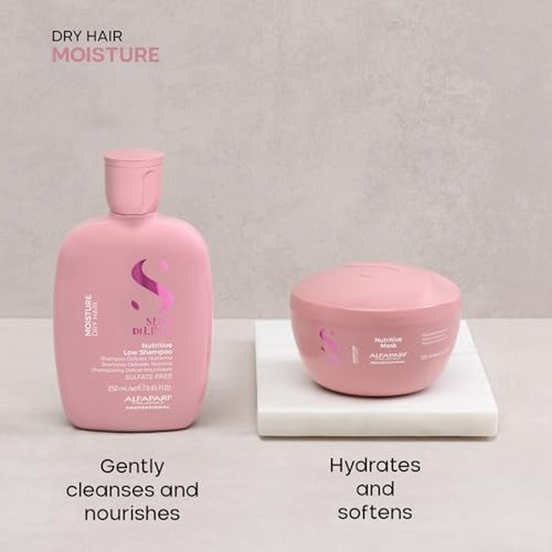 Alfaparf Milano Semi di Lino Moisture Nutritive Sulfate Free Shampoo and Hair Mask Set for Dry Hair - Hydrates, Nourishes, Softens - Safe on Color Treated Hair - Adds Shine and Softness