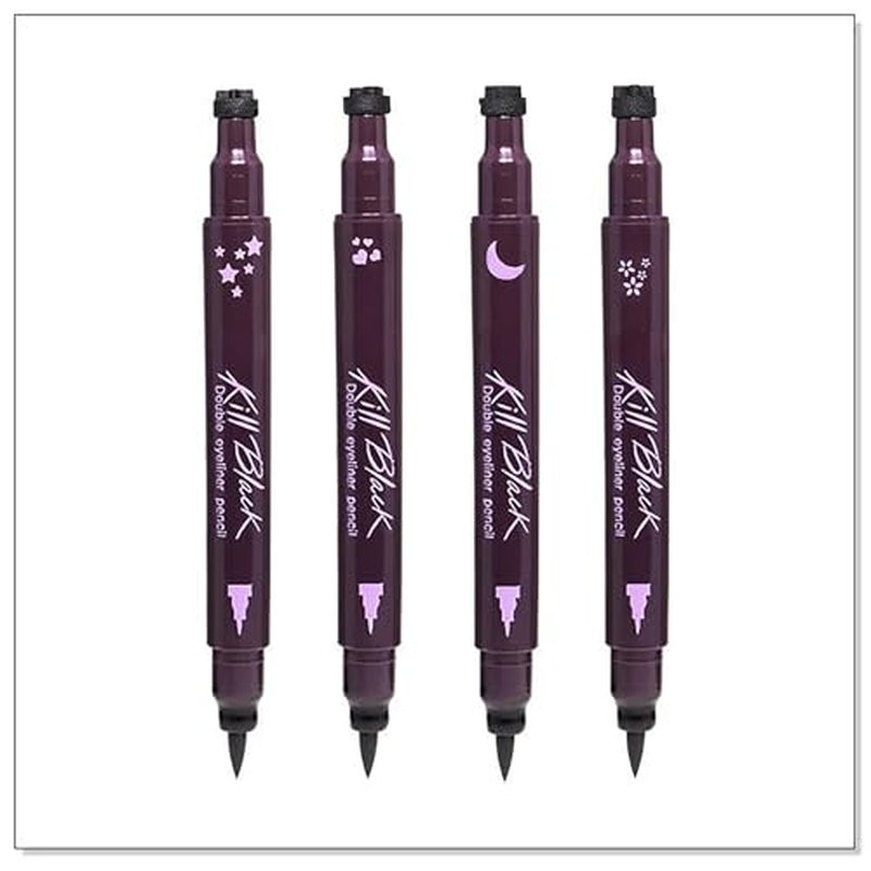 Inspired Capital L 4 PC Double-Ended Eyeliner Stamp Heart/Flower/Moon/Star Shape Cosmetic Seal Stamp Waterproof Long Lasting Eyeliner Pencil Makeup Tool
