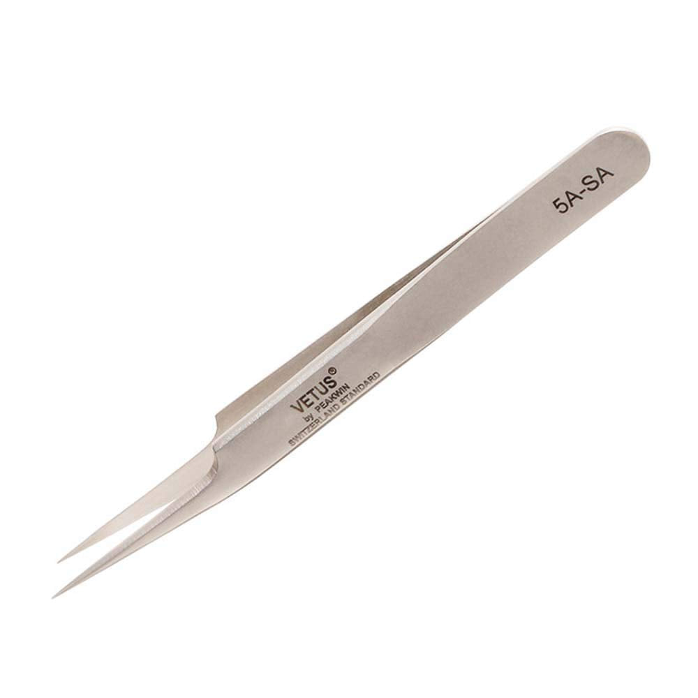 Vetus Tweezer Stainless Steel Non-magnetic Curved Pointed Tip Precision Eyelash Eyebrow Extensions Lashing Tool (5a-sa)