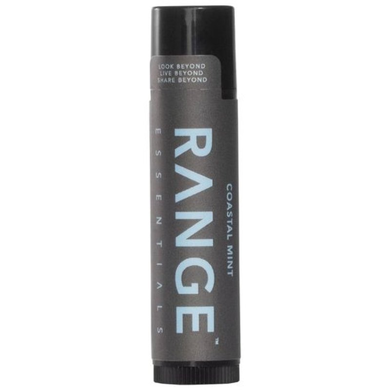 Range Essentials Coastal Mint Lip Balm, Peppermint Flavor, Hydrating Moisturizing, Natural Ingredients, Chapped Lips Relief, Portable Travel Size, Essential Oil, SPF-Free, Chapstick, 4.3g (0.15oz)