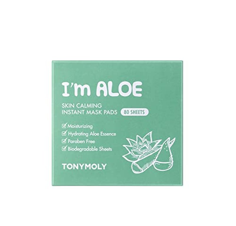 TONYMOLY I’m Aloe Skin Calming Mask Pads 80 Biodegradable Sheets for Sensitive, Dry Skin Hydrating, Moisturizing, Soothing Korean Skincare