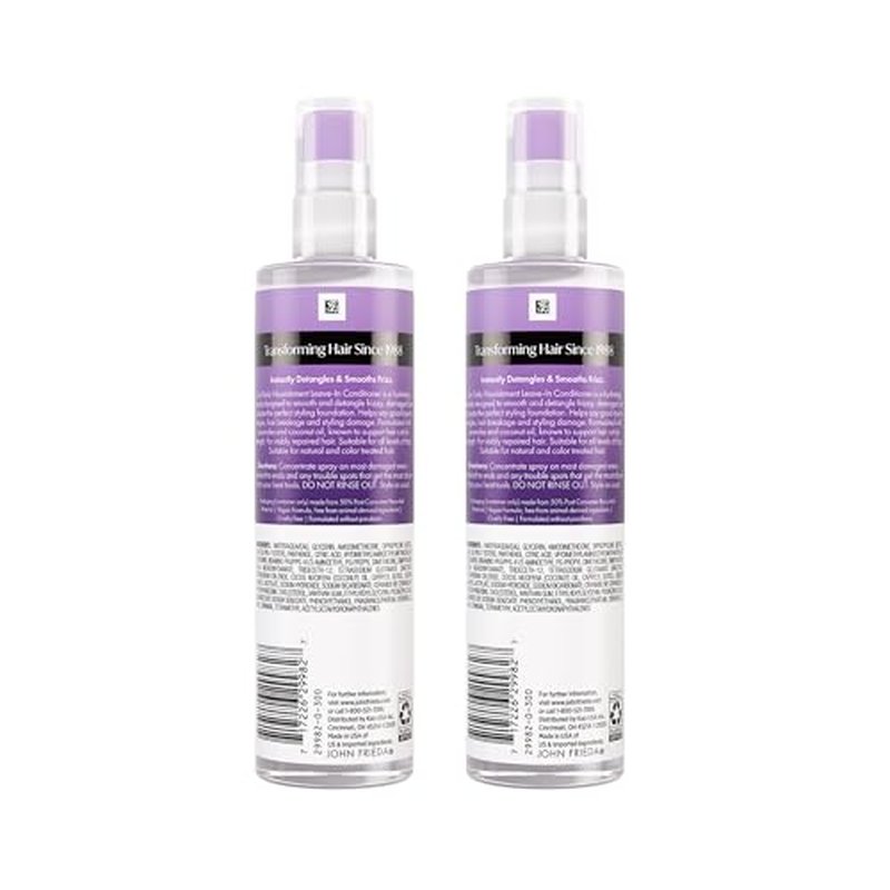 John Frieda Frizz Ease Daily Nourishment Leave-In Conditioner, Anti-Frizz Leave-in Conditioner Spray, 8 fl oz, Pack of 2